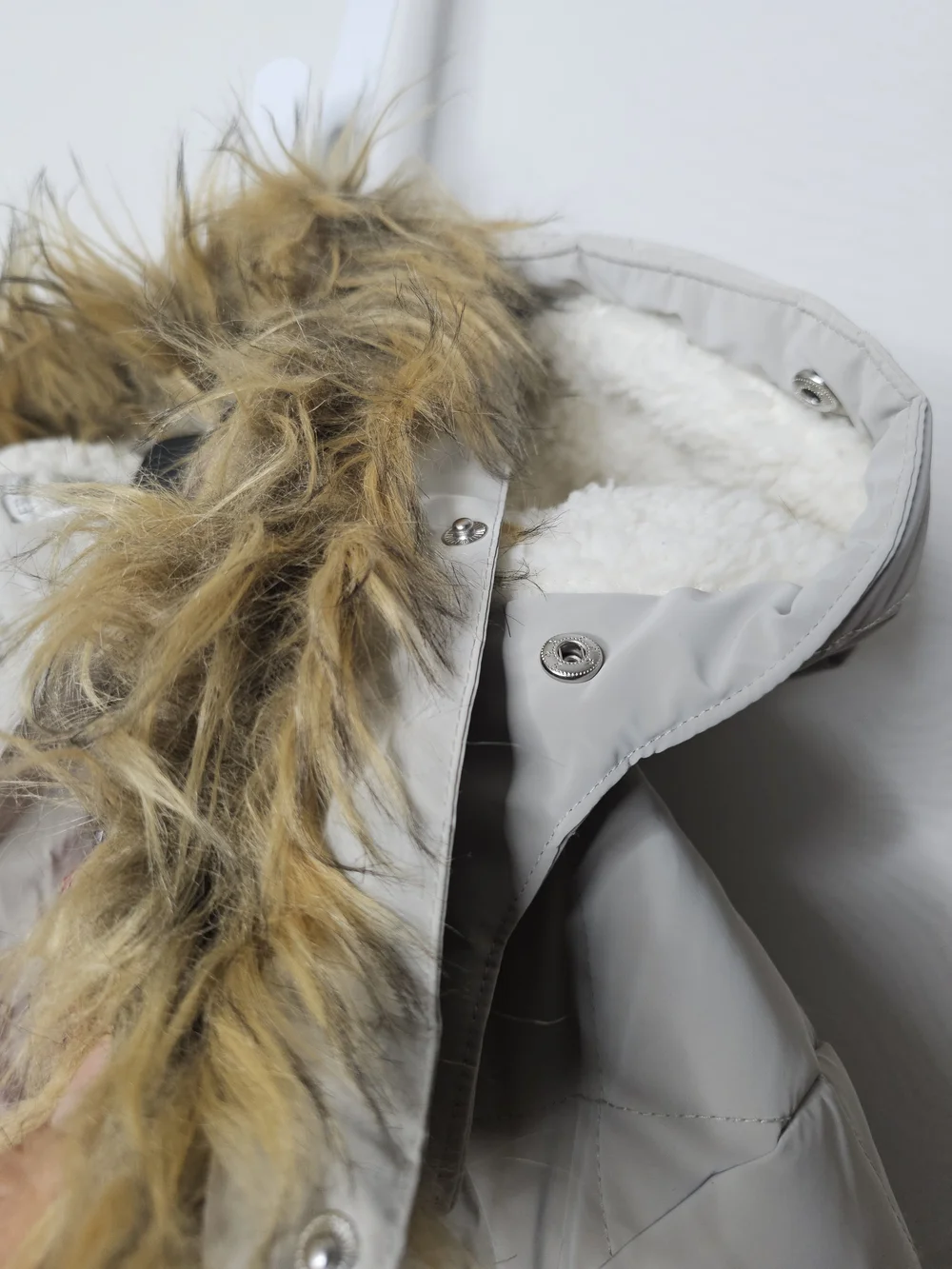 NWT Justice Girls Classic Puffer Jacket Sherpa Lined Gray L (12/14) Minor Flaws